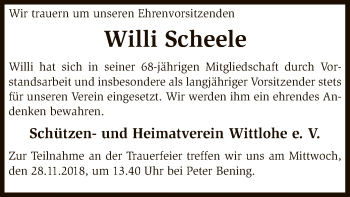 Traueranzeige von Willi Scheele von SYK