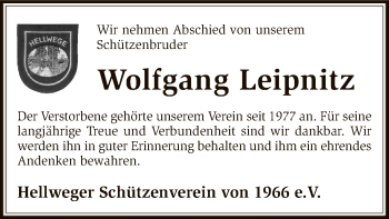 Traueranzeige von Wolfgang Leipnitz von SYK