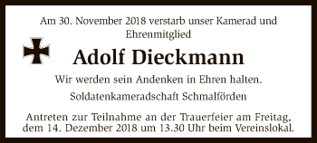 Traueranzeige von Adolf Dieckmann von SYK