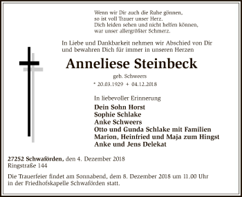 Traueranzeige von Anneliese Steinheck von SYK