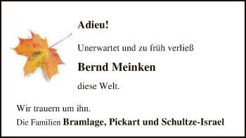 Traueranzeige von Bernd Meinken von SYK