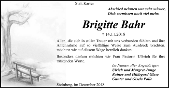 Traueranzeige von Brigitte Bahr von SYK