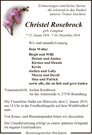 Traueranzeige von Christel Rosebrock von SYK
