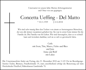 Traueranzeige von Concetta Ueffing-Del Matto von SYK