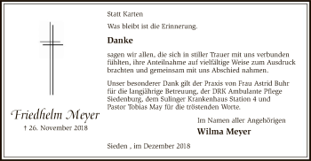 Traueranzeige von Friedhelm Meyer von SYK