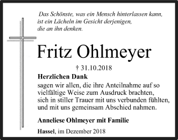 Traueranzeige von Fritz Ohlmeyer von SYK