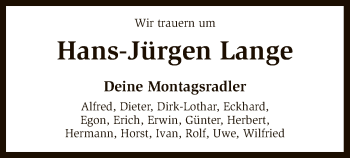 Traueranzeige von Hans-Jürgen Lange von SYK