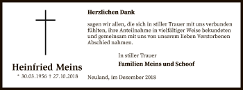 Traueranzeige von Heinfried Meins von SYK