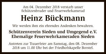 Traueranzeige von Heinz Bückmann von SYK