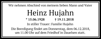 Traueranzeige von Heinz Hujahn von SYK