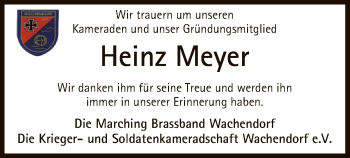 Traueranzeige von Heinz Meyer