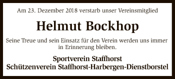 Traueranzeige von Helmut Bockhop von SYK