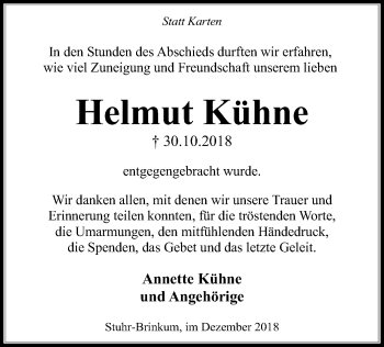 Traueranzeige von Helmut Kühne von SYK