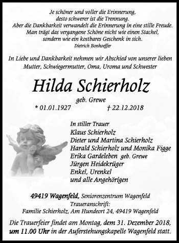 Traueranzeige von Hilda Schierholz von SYK