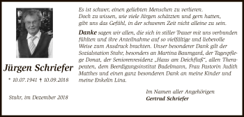 Traueranzeige von Jürgen Schriefer von SYK