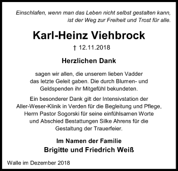 Traueranzeige von Karl-Heinz Viehbrock von SYK