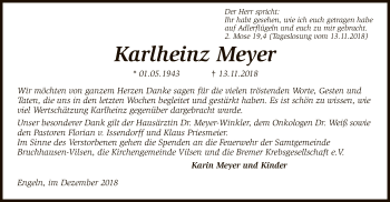 Traueranzeige von Karlheinz Meyer von SYK