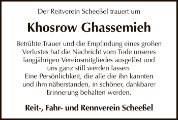 Traueranzeige von Khosrow Ghassemieh von SYK