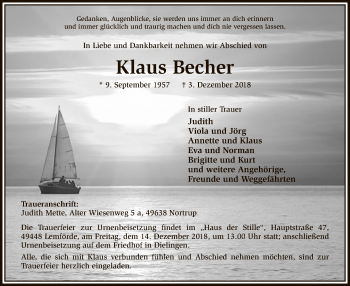 Traueranzeige von Klaus Becher von SYK