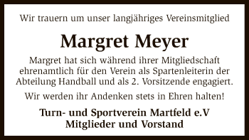 Traueranzeige von Margret Meyer von SYK