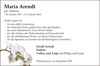 Traueranzeige von Maria Arendt von SYK