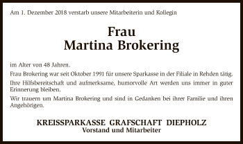 Traueranzeige von Martina Brokering von SYK