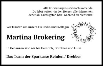 Traueranzeige von Martina Brokering von SYK