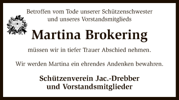 Traueranzeige von Martina Brokering von SYK