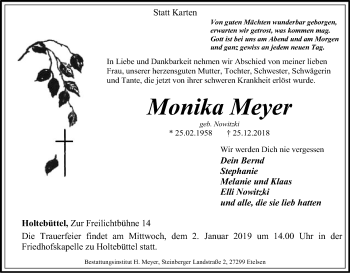 Traueranzeige von Monika Meyer von SYK