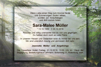 Traueranzeige von Sara-Malee Müller von SYK