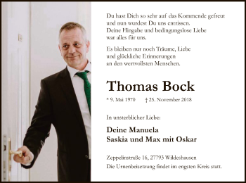 Traueranzeige von Thomas Bock von SYK