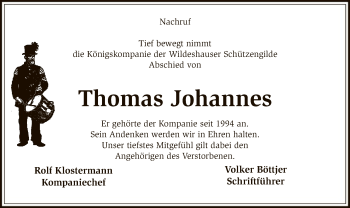 Traueranzeige von Thomas Johannes von SYK