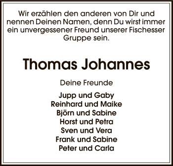 Traueranzeige von Thomas Johannes von SYK