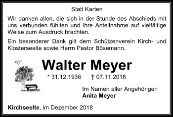 Traueranzeige von Walter Meyer von SYK