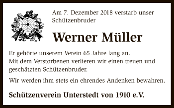 Traueranzeige von Werner Müller von SYK