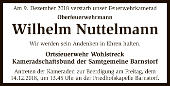 Traueranzeige von Wilhelm Nuttelmann von SYK