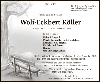 Traueranzeige von Wolf-Eckbert Köller von SYK