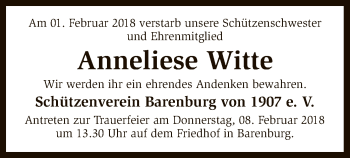 Traueranzeige von Anneliese Witte von SYK