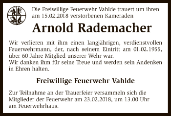 Traueranzeige von Arnold Rademacher von SYK