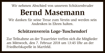 Traueranzeige von Bernd Masemann von SYK