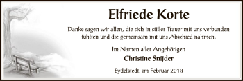 Traueranzeige von Elfriede Korte von SYK