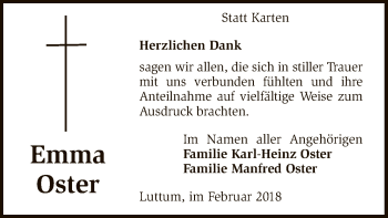 Traueranzeige von Emma Oster von SYK