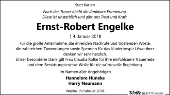 Traueranzeige von Ernst-Robert Engelke von SYK