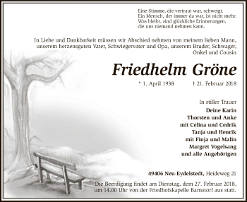 Traueranzeige von Friedhelm Gröne von SYK