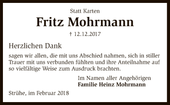 Traueranzeige von Fritz Mohrmann von SYK