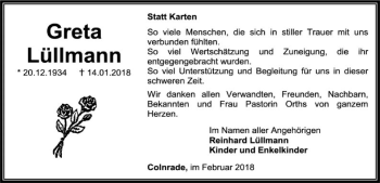 Traueranzeige von Greta Lüllmann von SYK