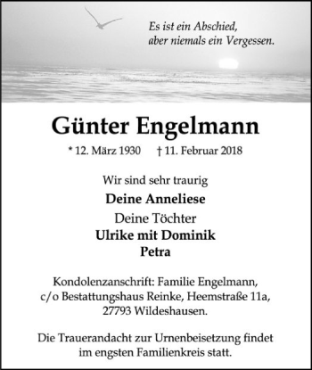 Traueranzeige von Günter Engelmann von SYK