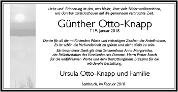 Traueranzeige von Günther Otto-Knapp von SYK