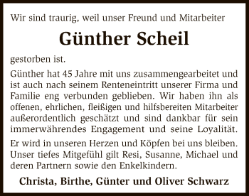 Traueranzeige von Günther Scheil von SYK