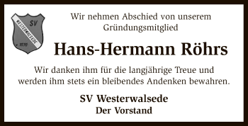 Traueranzeige von Hans-Hermann Röhrs von SYK